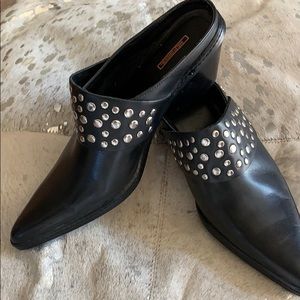 Harley-Davidson black leather studded mules, 8.5